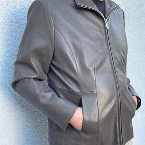 Kenneth Cole Men's Charcoal Leather Jacket